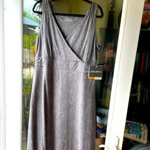 Dress with faux wrap look- grey heathered tint